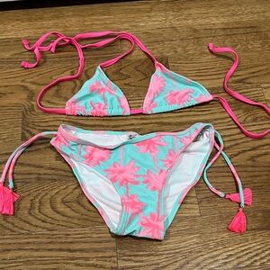 Tropical Pink and Blue Kids Bikini